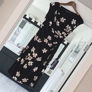 American Living capsleeve Black/White Floral Dress - Size 8